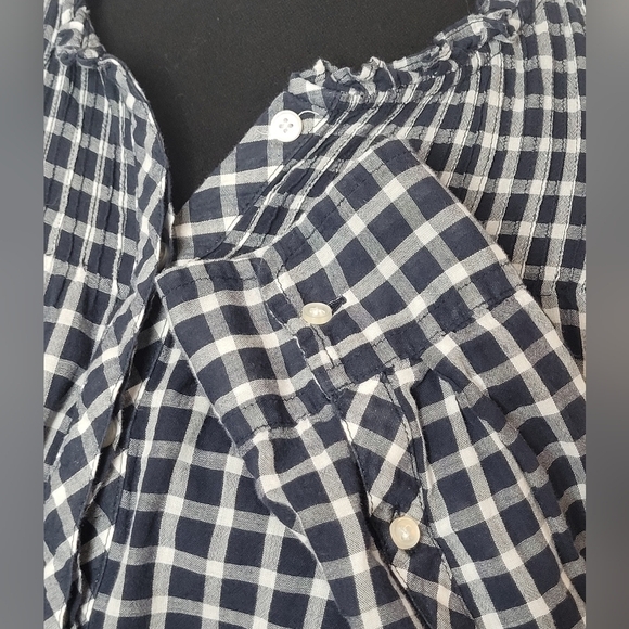 J. Crew Ruffle Classic Popover Long Sleeve Shirt in Mini Windowpane - Size 14 - Picture 11 of 16